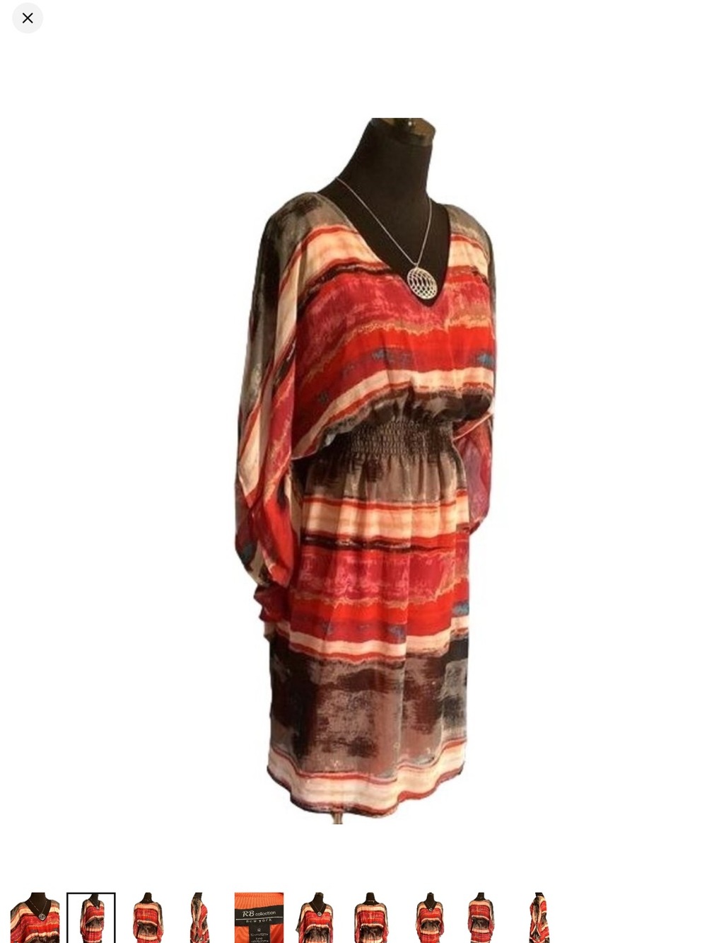 Women's Striped V-Neck Breezy Dress, Multi Color - Picture 4 of 5